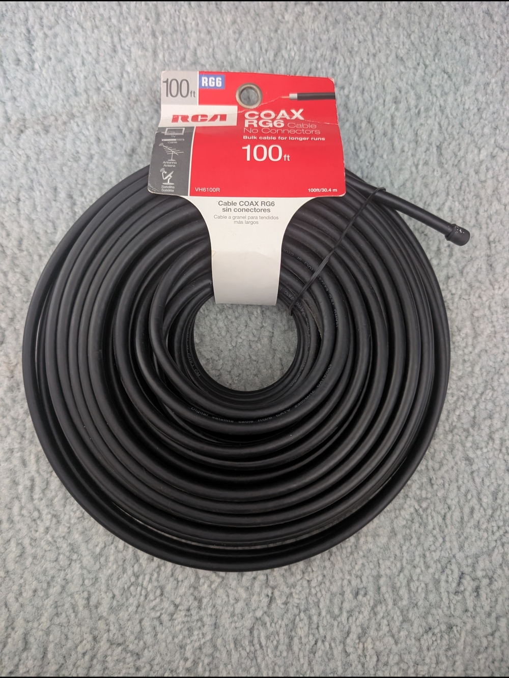 RCA 100ft RG6 Coaxial Cable - Black